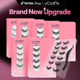 uCoolMe Lashes Cluster Lashes Strip Lashes Volumized False Eyelashes For Eye Makeup Enhancement,Cosmetic Makeup For Beginners 12 Pairs:_Plume