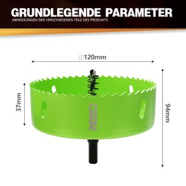 CSOOM 120 mm M42 Bi-Metal Hole Saw Drill Bit for Working in Plasterboard, Plastic, Wood, Thin Metal, Thin Sheet Steel, High Performance Drilling Tool