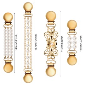 Pack of 4 vintage cardigan clips, sweater clips, scarf clips, collar clips, cloth clip, cape scarf clips, celtic coat closure clips, shirt brooch clips, dress clips, closures for women and girls, Zinc