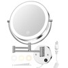 Gospire 9” Wall Mounted Lighted Magnifying Mirror, 1X/10X Magnification Double-Sided