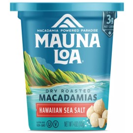 Mauna Loa Dry Roasted Macadamia Nut 4oz Snack Cup Hawaiian Sea Salt