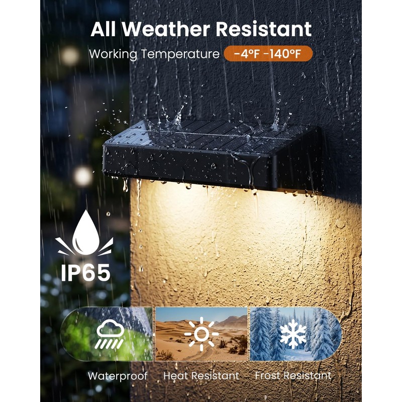 JOFIOS Fence Lights Solar Powered 12 Pack, 3000/4000/6000K 3 Modes,