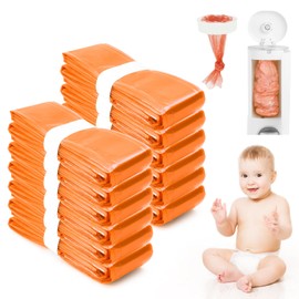 LUOJINYI Ricariche Mangiapannolini, 12 Pezzi Sacchetti Mangiapannolini, Ricariche per Mangiapannolini compatibile con tommee tippee, tutti i tipi di ricariche, Deodorante e addensante (Orange)