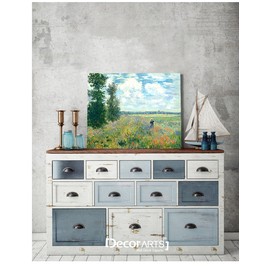 DECORARTS - Poppy Fields near Argenteuil, Claude Monet Art Reproduction. Giclee Canvas Prints Wall Art for Home Decor 20x16
