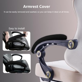 Office Chair Seat Cover Universal Fit Dining Room Chair Covers Stretch Washable Slipcover Protector for Desk Swivel Computer Chairs (Chair Arm Cover Black)