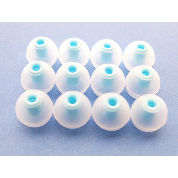 12 Clear Blue Medium Replacement Ear Tips Buds Gels Compatible