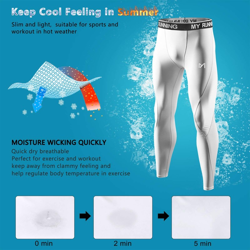 MEETYOO Leggings Uomo, Calzamaglie Sportive Pantaloni Fitness Compressione Baselayer per