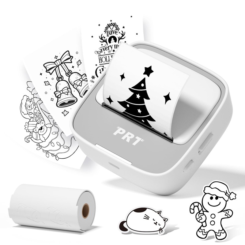 PRT Mini Sticker Printer, Portable Thermal Printer with 1 Roll