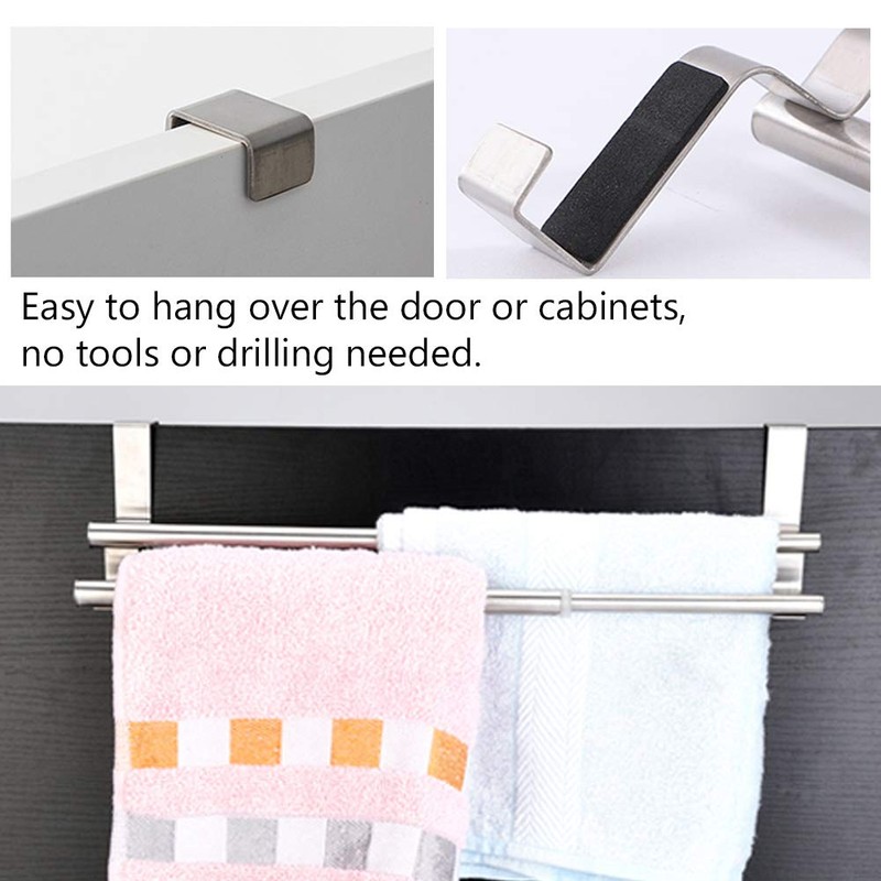 Over the Door Towel Rail,Double Layers Stainless Steel Telescopic Towel