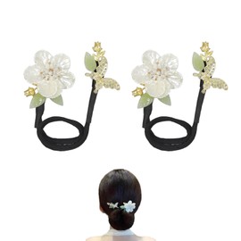 YAFIYGI 2Pcs Elegant Hair Disk Bun Maker Crystal Roller French Style Lazy Curler Twister Clip for Thin and Long Hair Volumizing Haircuts Accessories Flower Roll Up Gadget for Twist Hairstyles