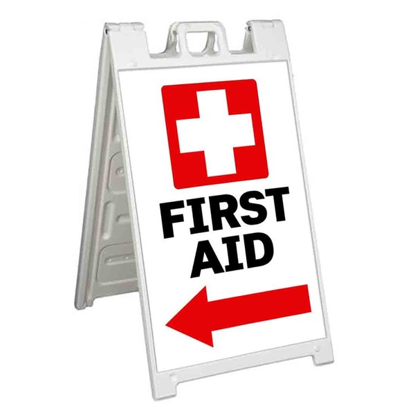 First Aid Left Arrow (24" X 36") Standard A-Frame Signicade,