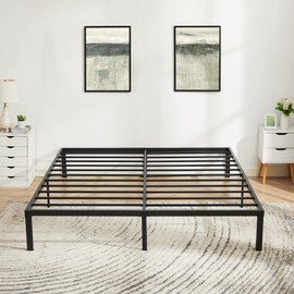 VECELO 14" King Size Metal Platform Bed Frame,Heavy Duty Steel Slat/Easy Assembly Mattress Foundation/No Box Spring Needed