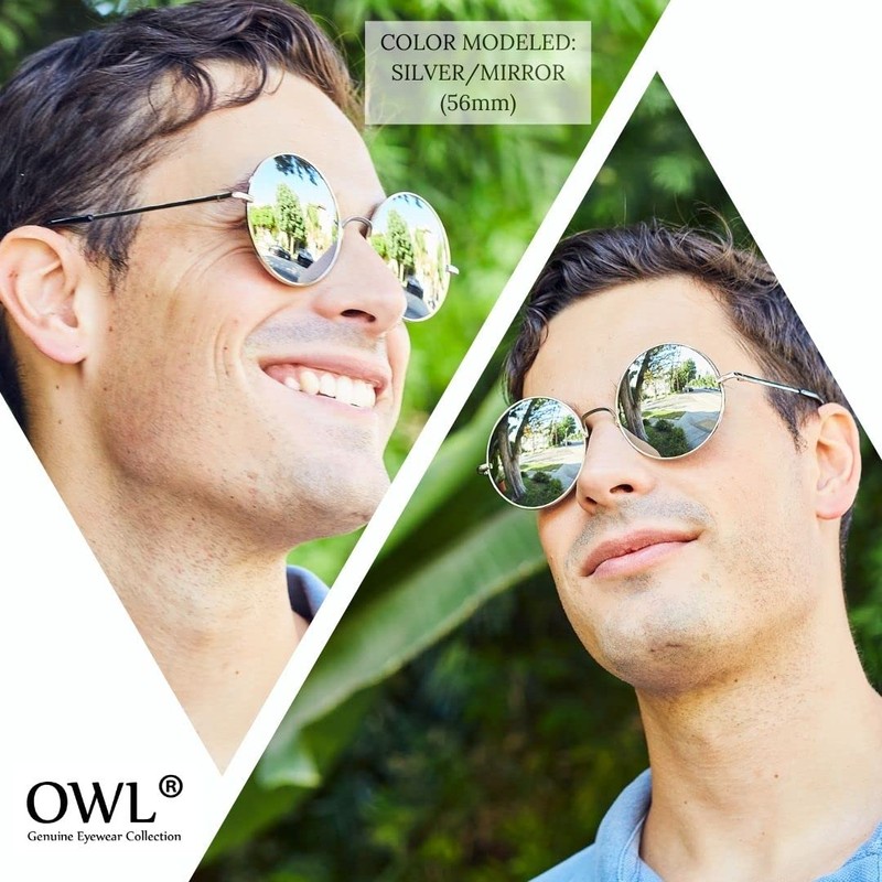 Round Style Round Sunglasses Silver Mirrored Lens Silver Metal Frame