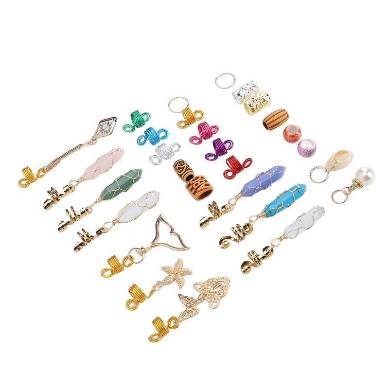 129pcs Dreadlocks Hair Rings Alloy Exquisite Shapes Hair Braiding Cuffs
