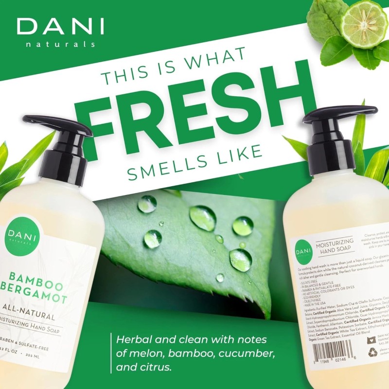 Dani Naturals Naturals Moisturizing Hand Soap – Bamboo Bergamot Scent,