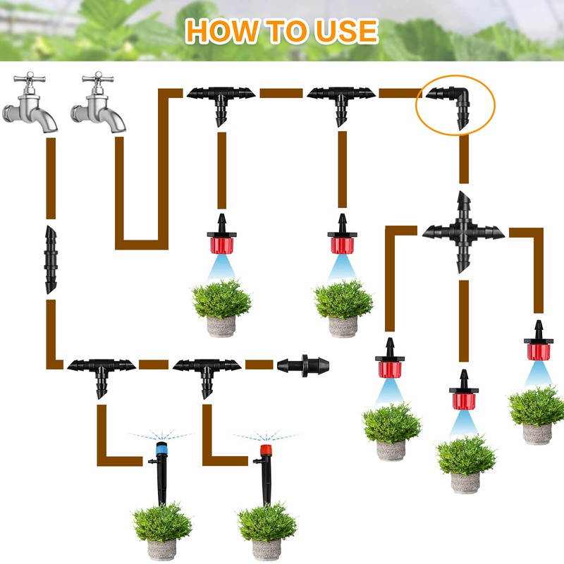 Gardrip Drip Irrigation Elbow Fittings：50 Pieces Barbed Elbow Irrigation Parts