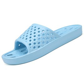 clootess Shower Shoes Slide for Men and Women Holes Bath Slipper Bathroom Sandal Pool Gym College Dorm Non-Slip Sky Blue 38.39