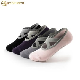 BODYWICK Cross Ribbon Yoga Pilates Socks 1pair, Size#$%Color:S(220~245)-Pink