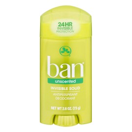 Ban Anti-Perspirant Deodorant Invisible Solid Unscented 2.60 oz ( Pack of 4)