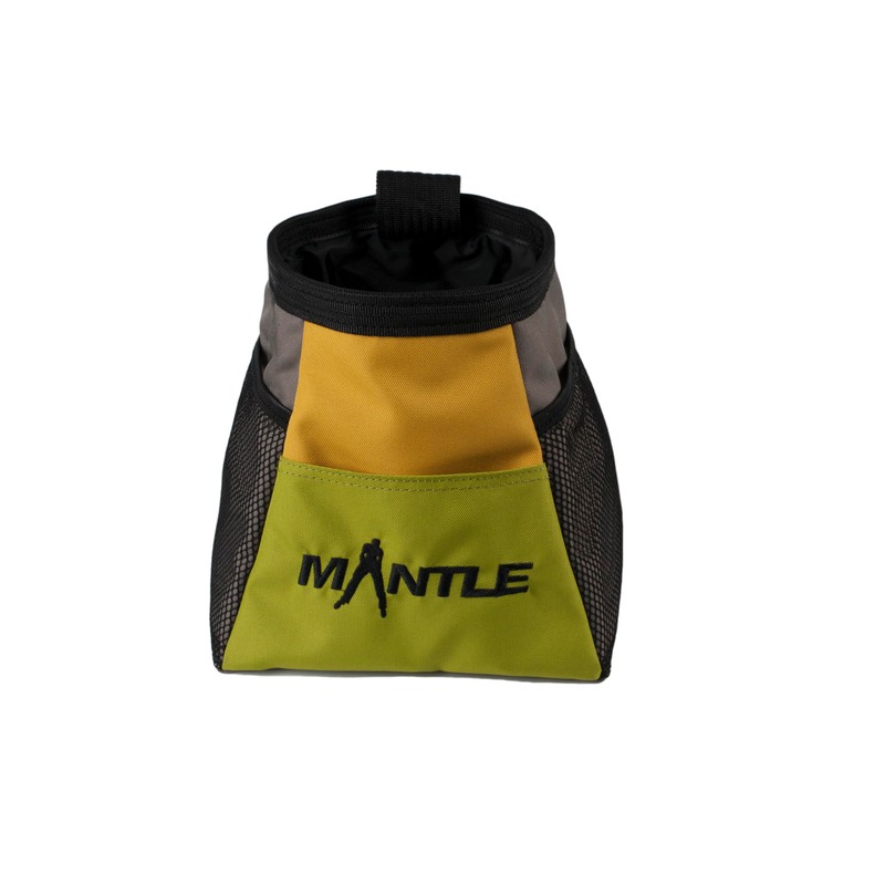 MANTLE climbing equipment Forrest Boulderbag Set Yellow/Green with Chalk Ball,