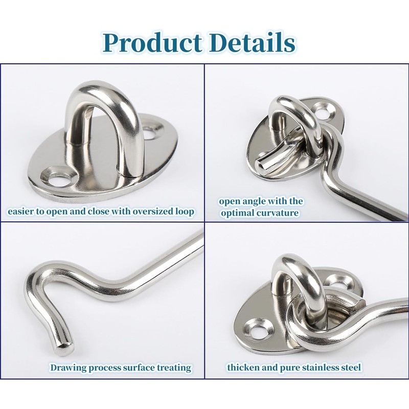 Fenglin-joy Cabin Hooks, Stainless Steel, Pack of 2, 10 cm