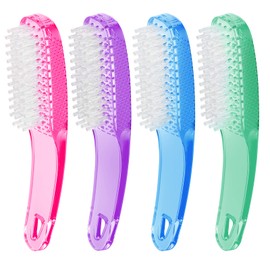 Larbois Nail Brush for Cleaning Fingernails, 4 Pieces Handle Nail Brushes, Fingernail Brush for Cleaning Nail Exfoliating Brush for Toes and Nails, Women and Men