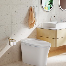 Vintage Wall-Mounted Toilet Paper Holder with Wire Basket Design, Antique Brass, Wall-Mounted Bath Hand Towel Holder with Ceramic Inlay, Vintage Style.