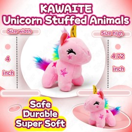 Light Pink Unicorn Stuffed Animals, Kawaii Plushies for Girls and Boys, Soft Unicorn Mini Plush Toys Key Chains, Fun and Cuddly Plush Toy for Kids, Small and Cute Stuffed Animal for Birthday Gifts