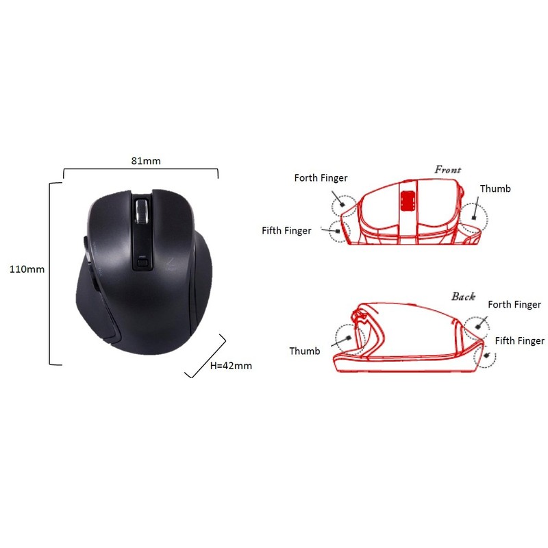 ナカバヤシ(Nakabayashi) Digio2 Z 究極のカタチ 2.4GHz ワイヤレスマウス 5ボタン Blue LED Mサイズ