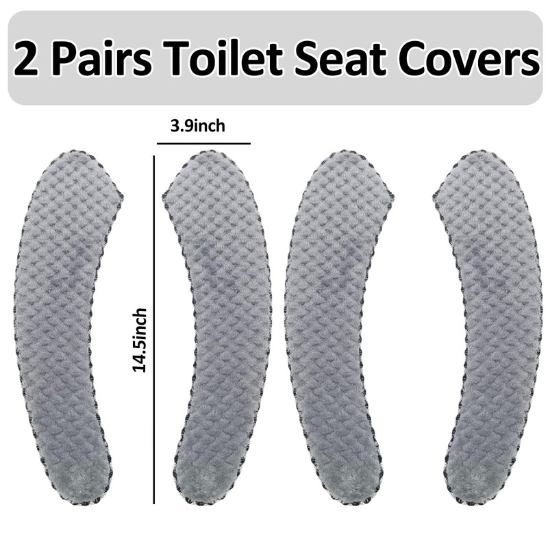 2Pairs Warm Toilet Seat Cover Mat Plush Thick Toilet Seat