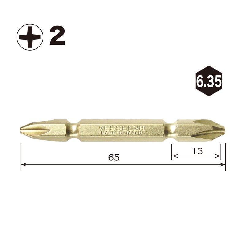 Vessel GM142065 Gold Double Sided Bit + 2 x 65