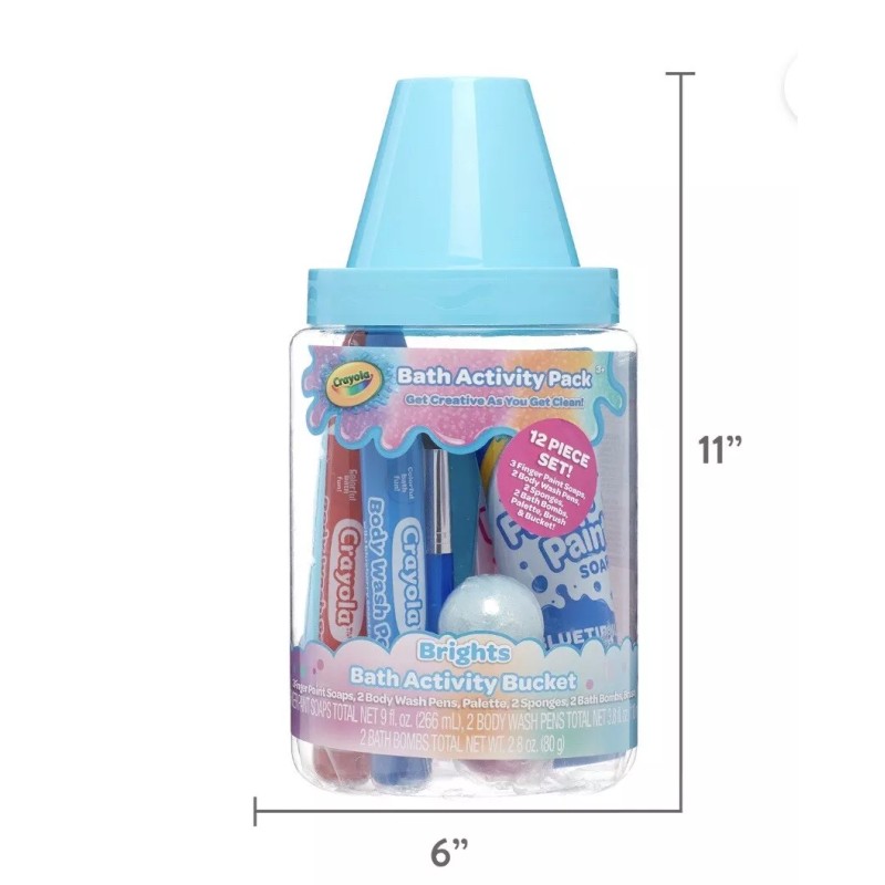 CRAYOLA BATH ACTIVITY PACK 12PCS FINGER PAINT BODY WASH SPONGES