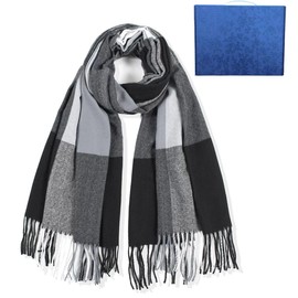 AQRMOEYR Men's Scarf, Men's Scarf, Autumn, Winter, Popular, Warm, Large Scarf, Unisex, Cold Protection, Present, Gift Box, Black