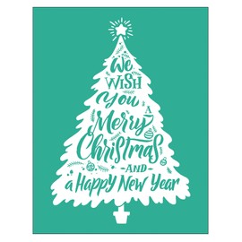 BOOLOOEN Silk Screen Stencil, Christmas Pine Tree Stencil, Reusable Adhesive Atencil for Painting on Wood, Wall Art (Christmas Tree Stencil)