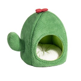 Cute Cat Bed, Cat Bed for Indoor Cats, Cactus Cat Bed Tent Cave with Removable & Washable Cushion Pillow, Soft Pet Cave Beds House for Adult Cats Kitten Puppy(Green)