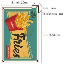 CREATCABIN French Fries Tin Sign Metal Food Sign Vintage Funny Sign For Home Coffee Restaurant Bar Sign, 8 x 12 Inches
