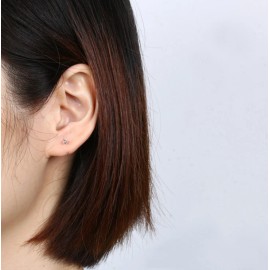 2Pcs Solid 925 Sterling Silver Ball Huggie Hoop Earrings Nose Lip Women G15