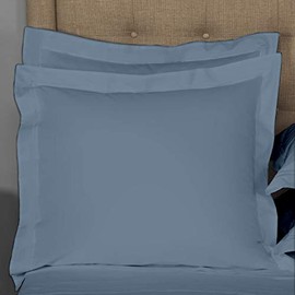 Luxuries 400 Thread Count Solid Pillow Cover Sham Set of 2 , 100% Egyptian Cotton, Super Soft Hypoallergenic (European/Square 26 x 26, Medium Blue)