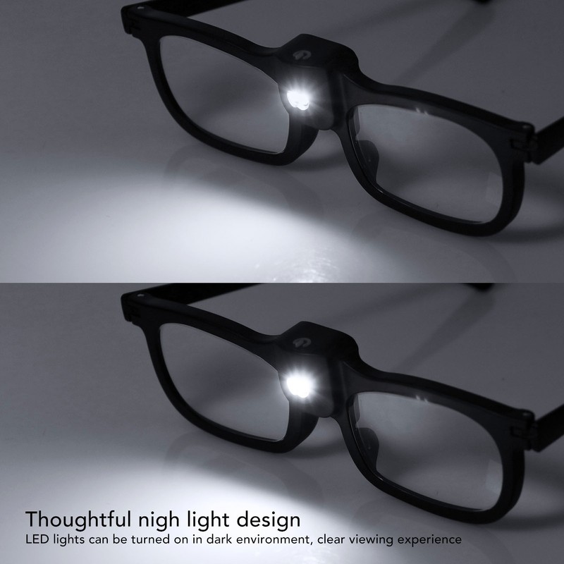Hands Free Magnifying Glasses 250D 2 LED Ergonomic Design Acrylic