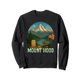 Mount Hood Oregon Volcano Mountain US Flag Sweatshirt