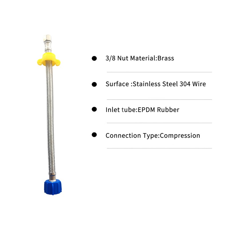 Klabb 12 Inch Toilet Supply Line Extension, 3/8” Female Compression