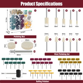 152PCS Polishing Kit for Dremel - Polishing Buffing Wheel & Wool Felt Polishing Kit with 1/8"(3mm) Shank for Dremel Rotary Tool Accessory Abrasive Wheel Buffing Polishing for Metal Jade Glass Grinding