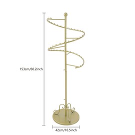 LOYALHEARTDY Spiral Rotating Clothing Rack,60'' H Heavy Duty Garment Rack,Standing Metal Sturdy Freestanding Hanger for Hanging Cloth Bedroom Boutique (Gold)