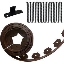 Landscape Edging Kit Black 20 ft Lawn Edging Include 20 Spikes, 2 in Tall Plastic Garden Edging Border for Landscaping, Flower Gardens, Lawn (Brown 20FT)