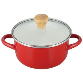 Wahei Freiz PR-8131 Two-Handled Pot, Pot Cooking, Tabletop Pot, Small Pot, 6.3 inches (16 cm), For 1 to 2 People, Red, Induction Compatible, Enameled Glass Lid Included
