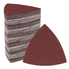 SWZHAI 120 Pcs Triangle Sanding Pads, 80 Grits Detail Sander Sandpaper Hook and Loop Sanding Sheet,3-1/8"(80mm) Triangular Sandpaper for 3-1/8" Oscillating Multi Tool, No Holes