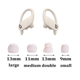 Puntas de repuesto para auriculares estéreo inalámbricos Beats Powerbeats Pro, 4 pares, tamaño pequeño, mediano, grande y doble brida (marfil)