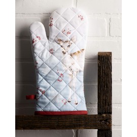 Maison d' Hermine Oven Mitt + Pot Holder 100% Cotton Heat Resistant Kitchen Oven Gloves (7.5"x13") & Hot Pads (8"x8"), Chef, Women & Men, Fairytale Forest -Thanksgiving/Christmas