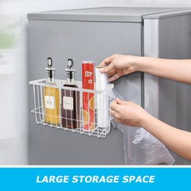 Restynic Magnetic Metal Basket Organizer for Fridge & Locker, Storage Basket for Foil/Plastic Wrap/Spice/Dryer Ball, Space-Saving Kitchen & Laundry Solution (White, S)