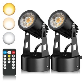 Dimmable Spot Lights Indoor with Timer and Remote,3W Plant Up Lighting Spotlights,3000K/4000K/5000K Floor Spotlights for Indoor Plant Art Highlights,2 Pack